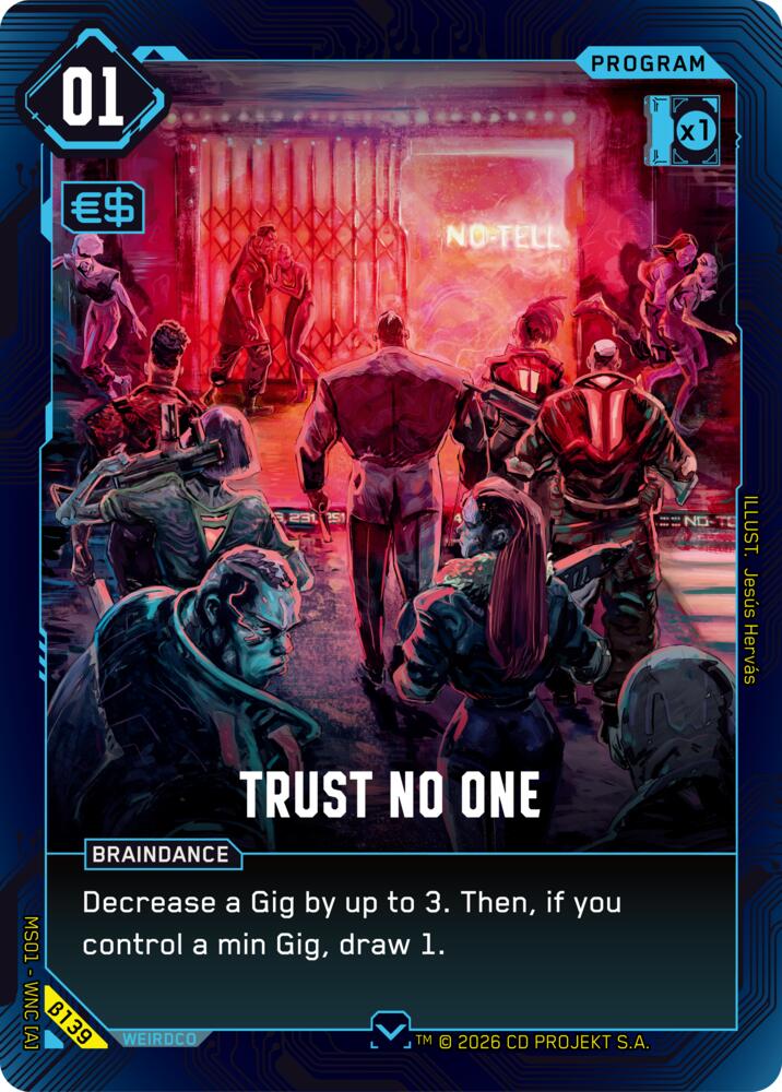 Carte Cyberpunk TCG Trust No One β139 - Welcome to Night City Beta | LorenZone