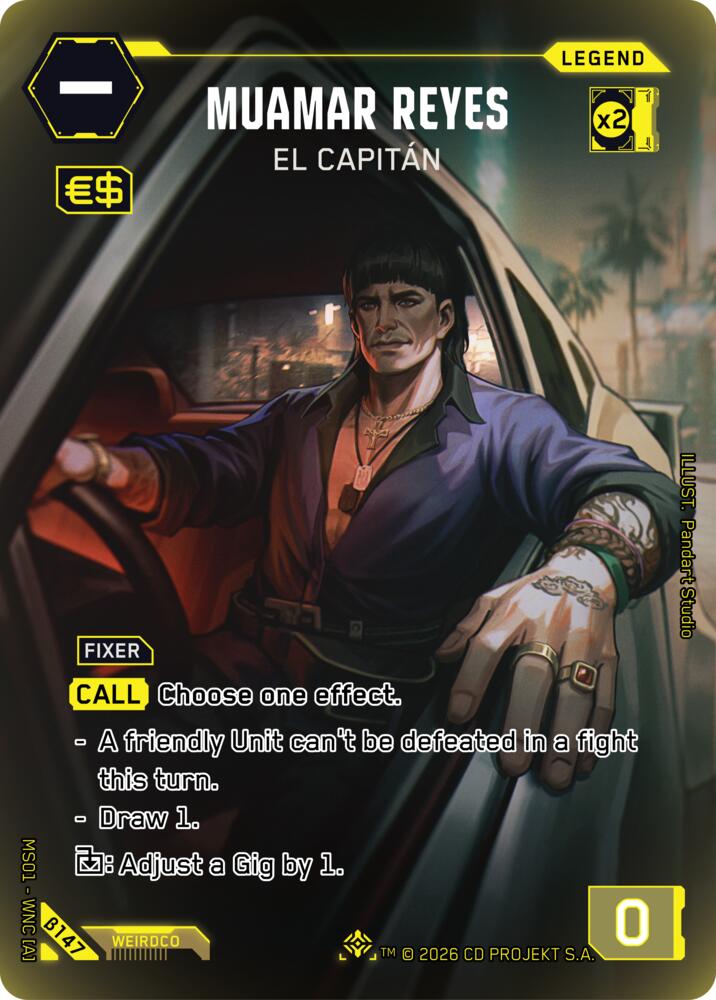 Carte Cyberpunk TCG Muamar Reyes - El Capitan β147 - Welcome to Night City Beta | LorenZone