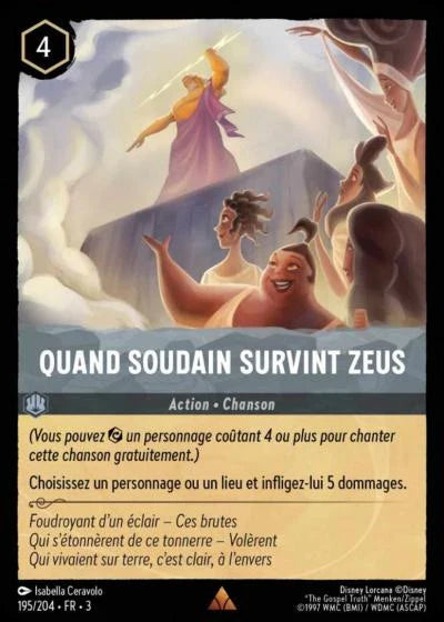 Carte Lorcana 195/204 Quand soudain survint Zeus Foil | LorenZone
