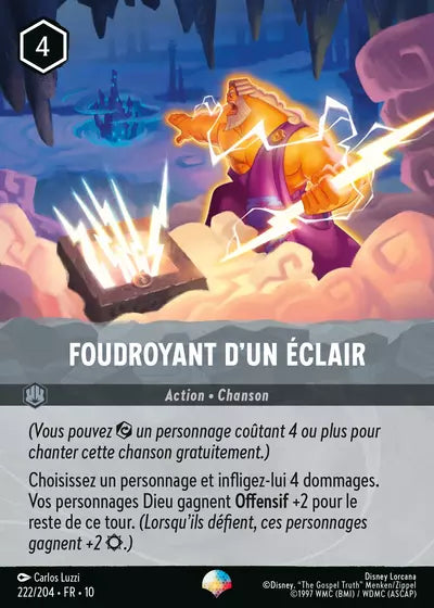 Carte Lorcana 222/204 Foudroyant d'un éclair Épique | LorenZone