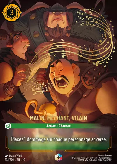 Carte Lorcana 231/204 Malin, méchant, vilain Enchantée | LorenZone