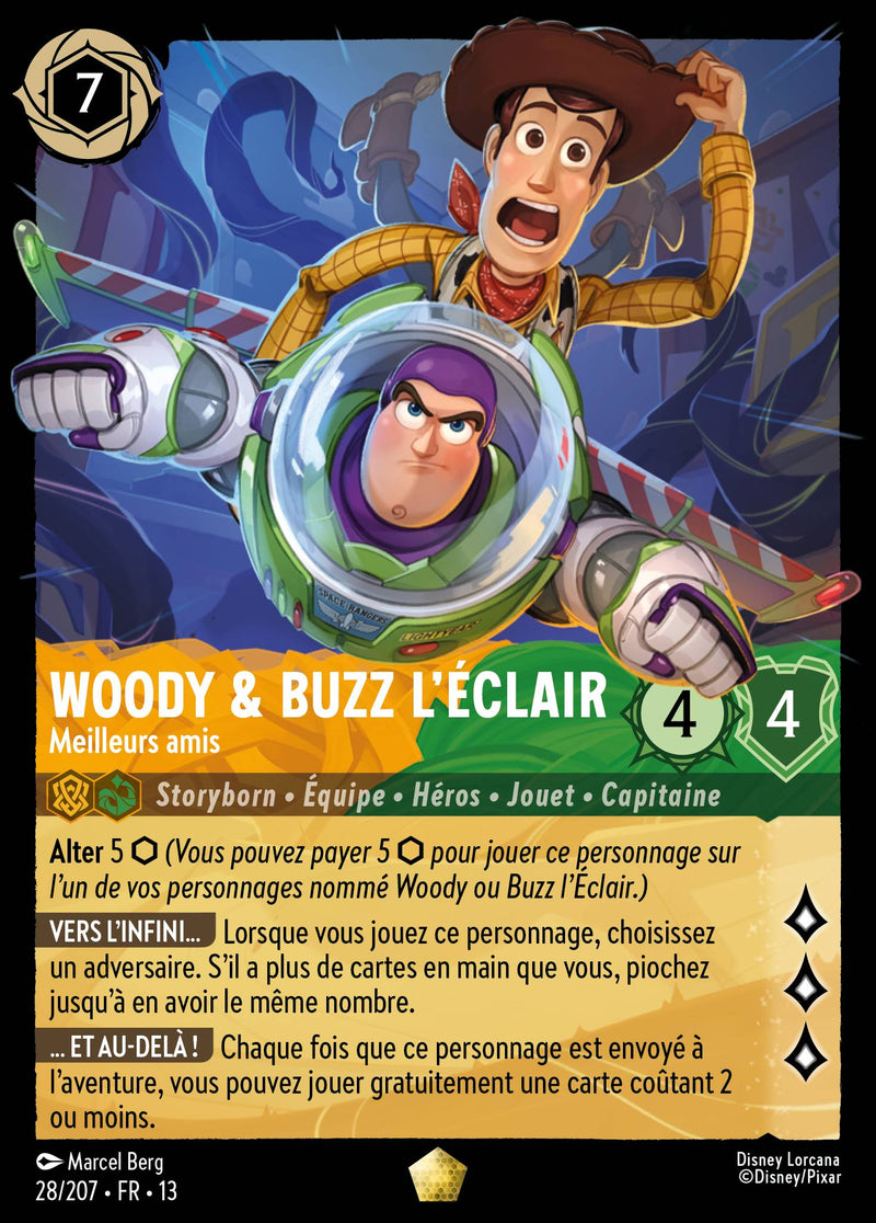 Carte Lorcana 028/207 Woody & Buzz l'Éclair, Meilleurs amis | LorenZone