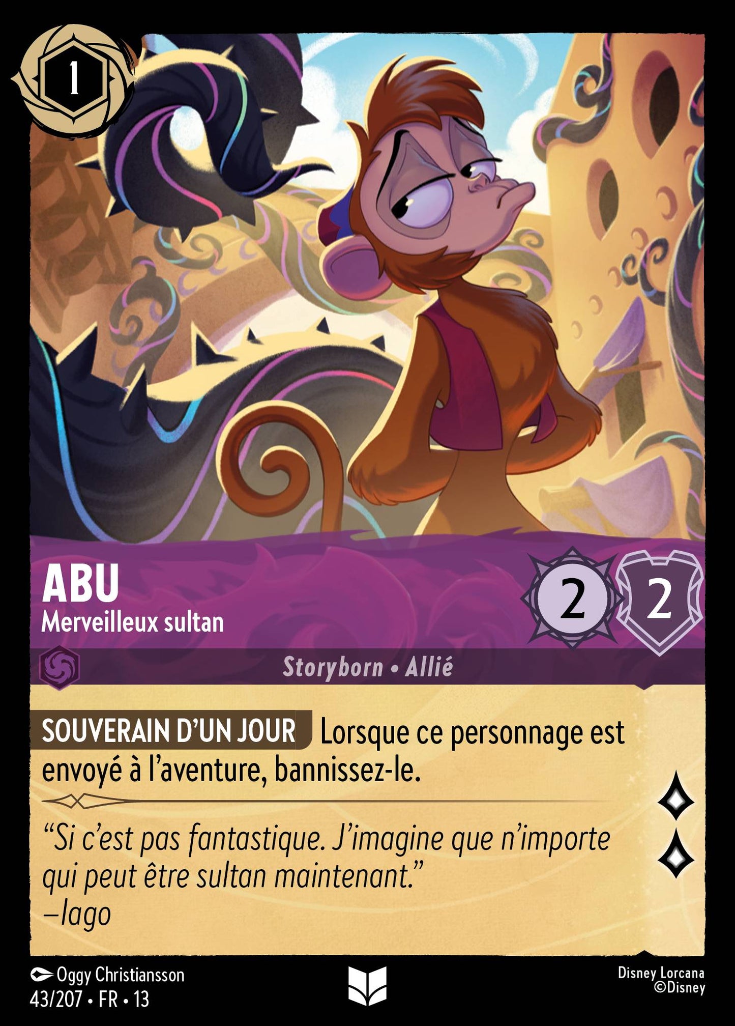 Carte Lorcana 043/207 Abu, Merveilleux sultan | LorenZone