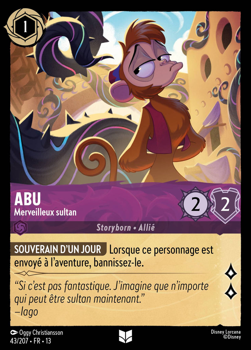 Carte Lorcana 043/207 Abu, Merveilleux sultan | LorenZone