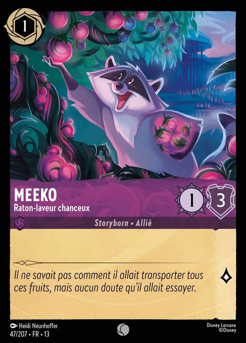 Carte Lorcana 047/207 Meeko, Raton-laveur chanceux | LorenZone