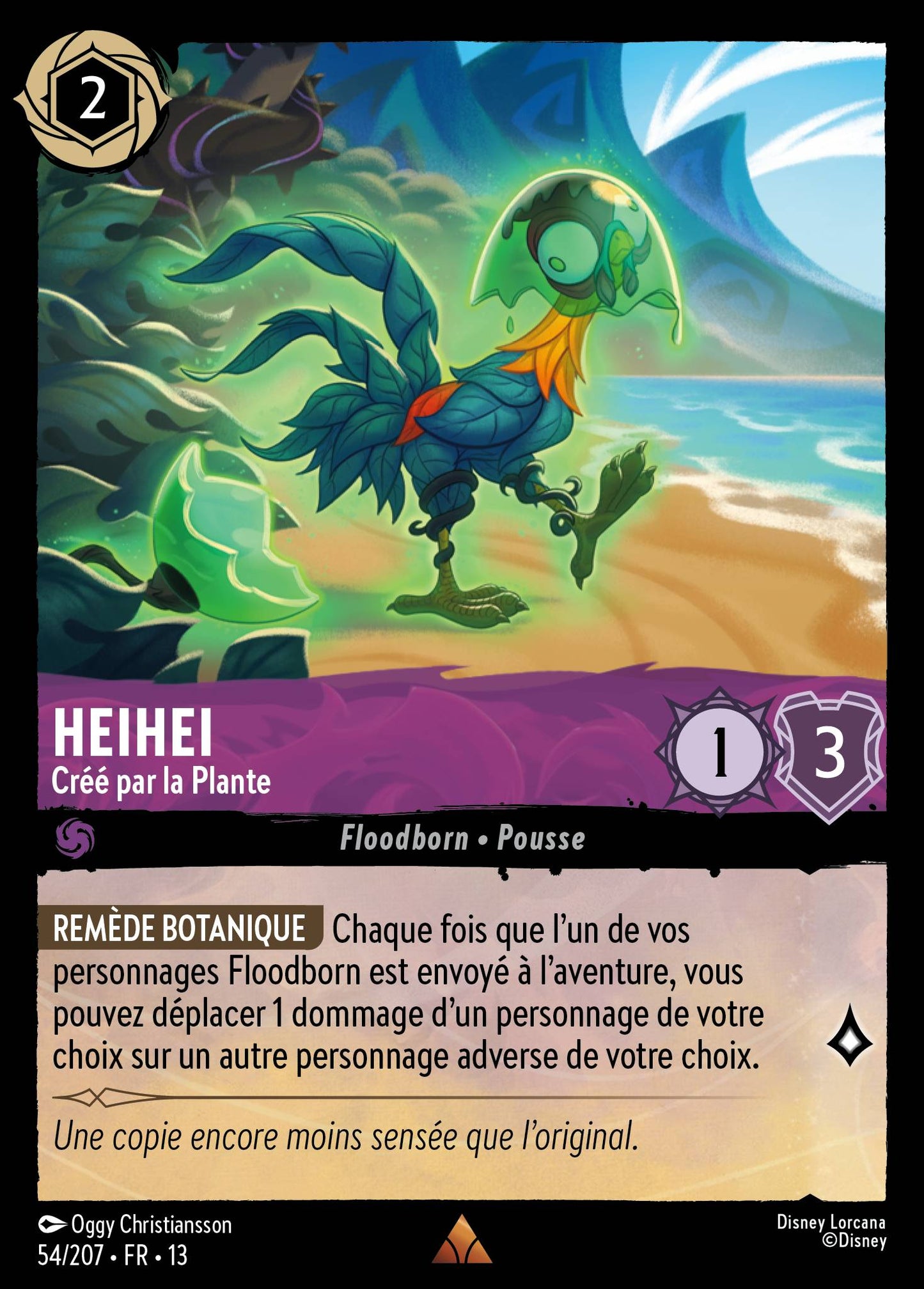 Carte Lorcana 054/207 Heihei, Créé par la Plante | LorenZone