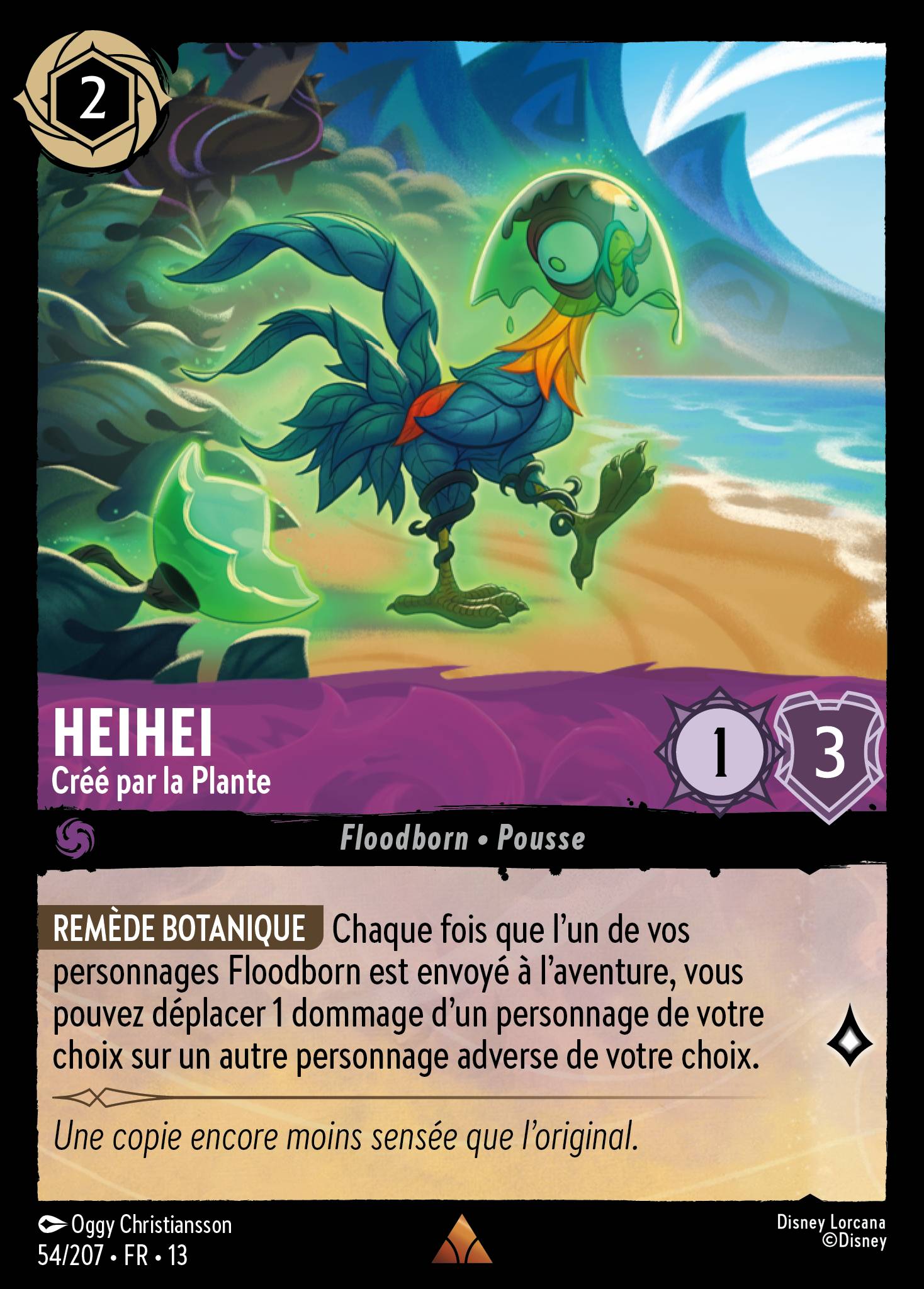 Carte Lorcana 054/207 Heihei, Créé par la Plante | LorenZone