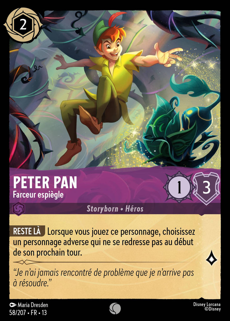 Carte Lorcana 058/207 Peter Pan, Farceur espiègle | LorenZone