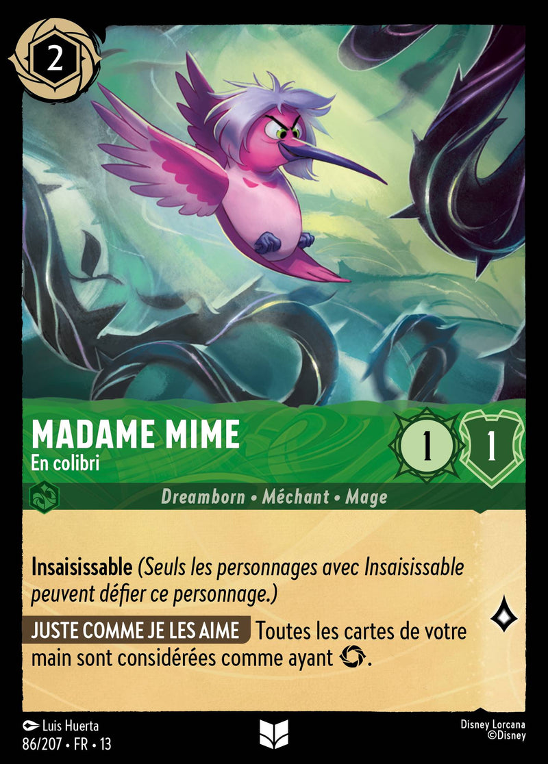 Carte Lorcana 086/207 Madame Mime, En colibri | LorenZone