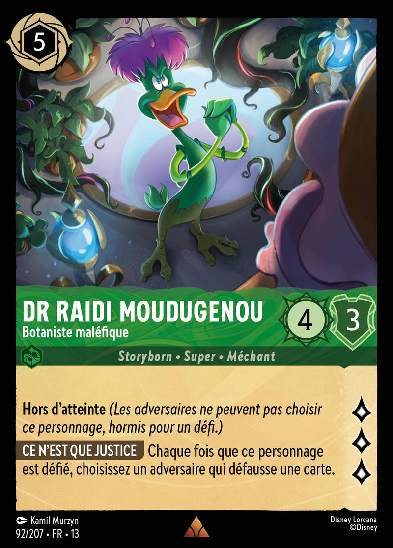 Carte Lorcana 092/207 Dr Raidi Moudugenou, Botaniste maléfique | LorenZone