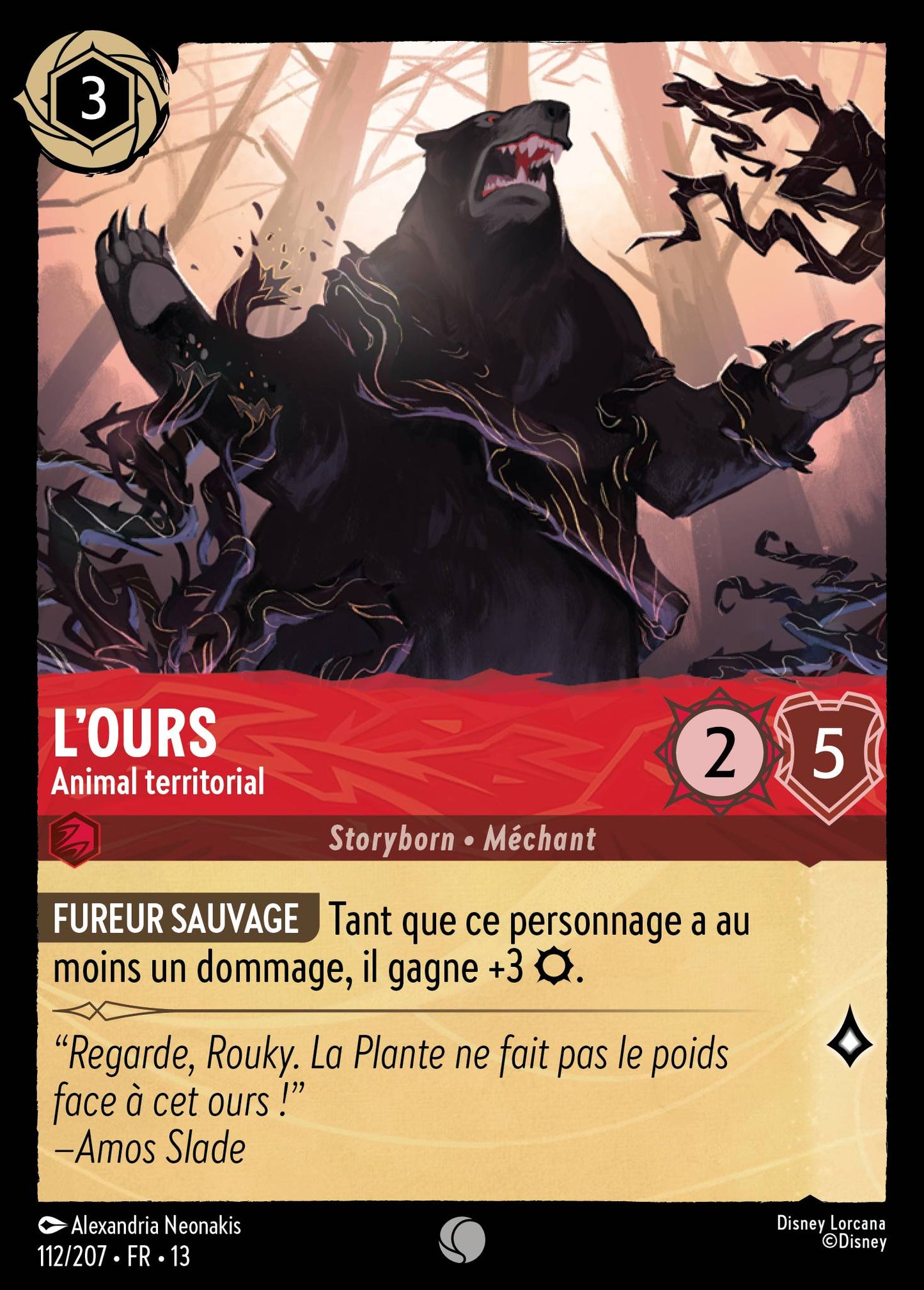 Carte Lorcana 112/207 L'ours, Animal territorial | LorenZone