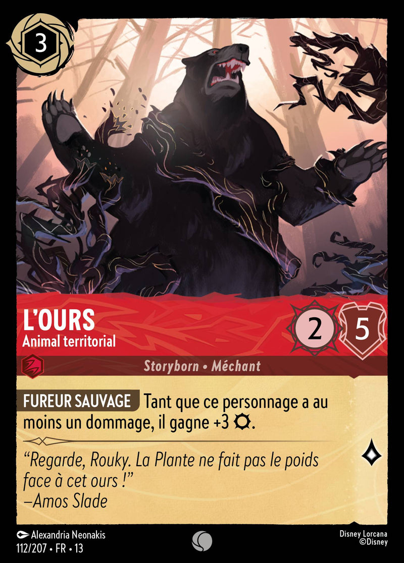 Carte Lorcana 112/207 L'ours, Animal territorial | LorenZone