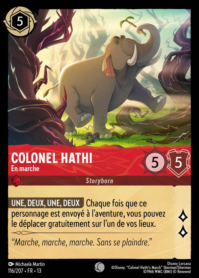 Carte Lorcana 116/207 Colonel Hathi, En marche | LorenZone