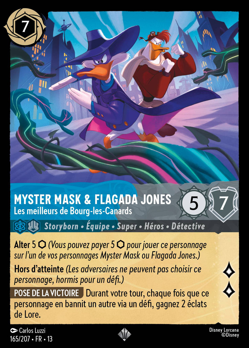 Carte Lorcana 165/207 Myster Mask & Flagada Jones, Les meilleurs de Bourg-les-Canards | LorenZone