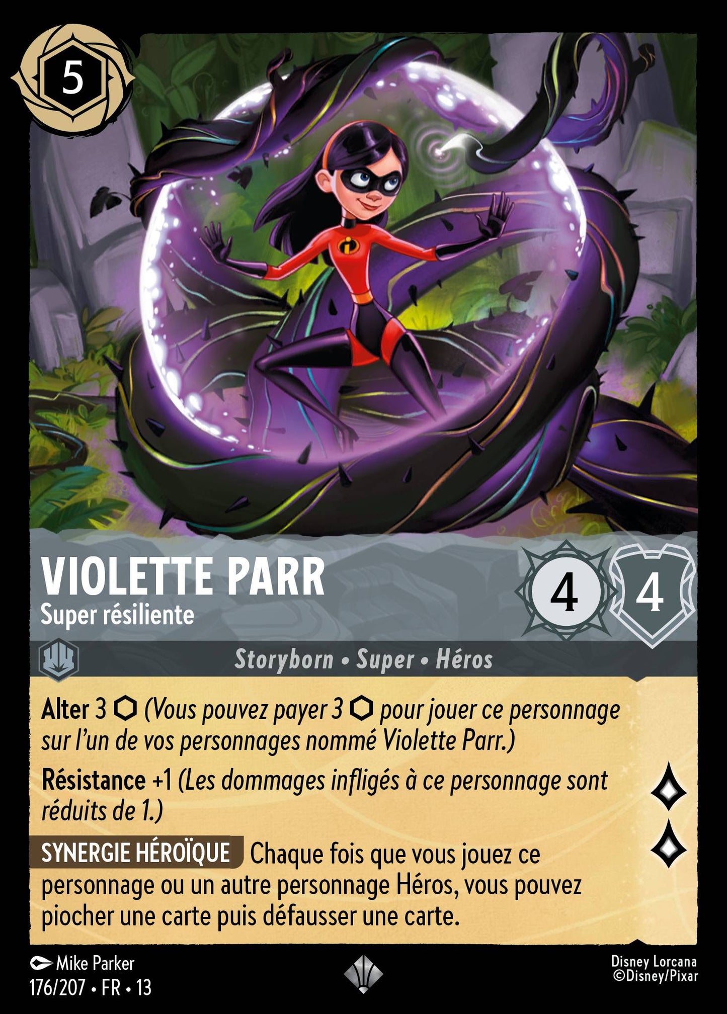 Carte Lorcana 176/207 Violette Parr, Super résiliente | LorenZone