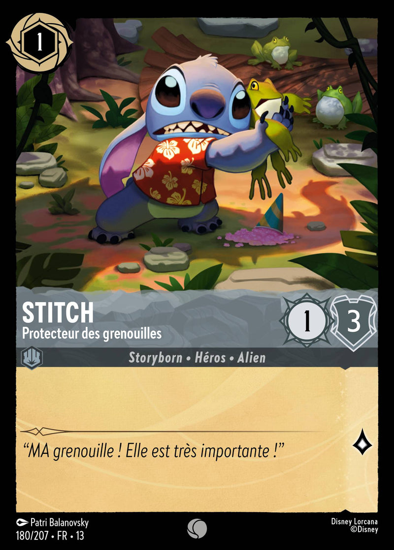 Carte Lorcana 180/207 Stitch, Protecteur des grenouilles | LorenZone