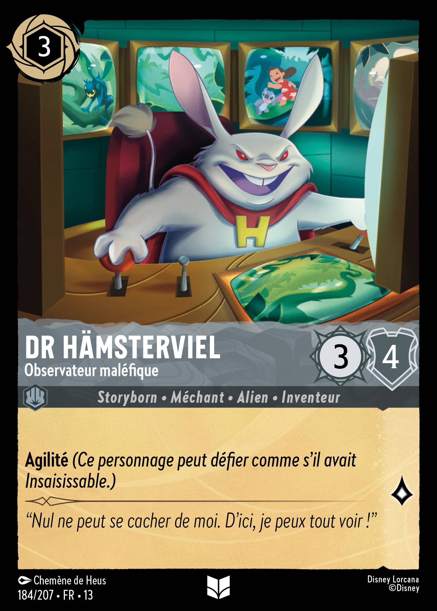 Carte Lorcana 184/207 Dr Hämsterviel, Observateur maléfique | LorenZone