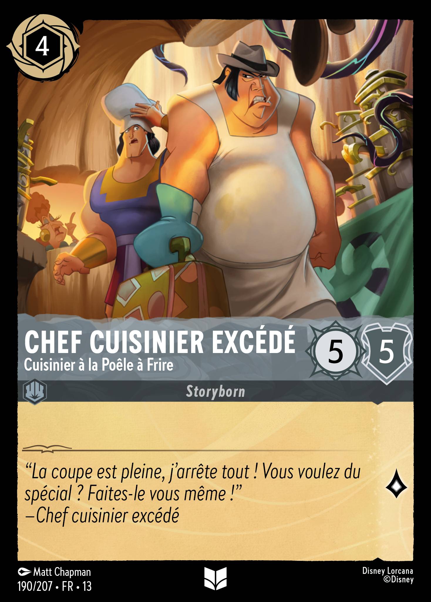 Carte Lorcana 190/207 Chef cuisinier excédé, Cuisinier à la Poêle à Frire | LorenZone