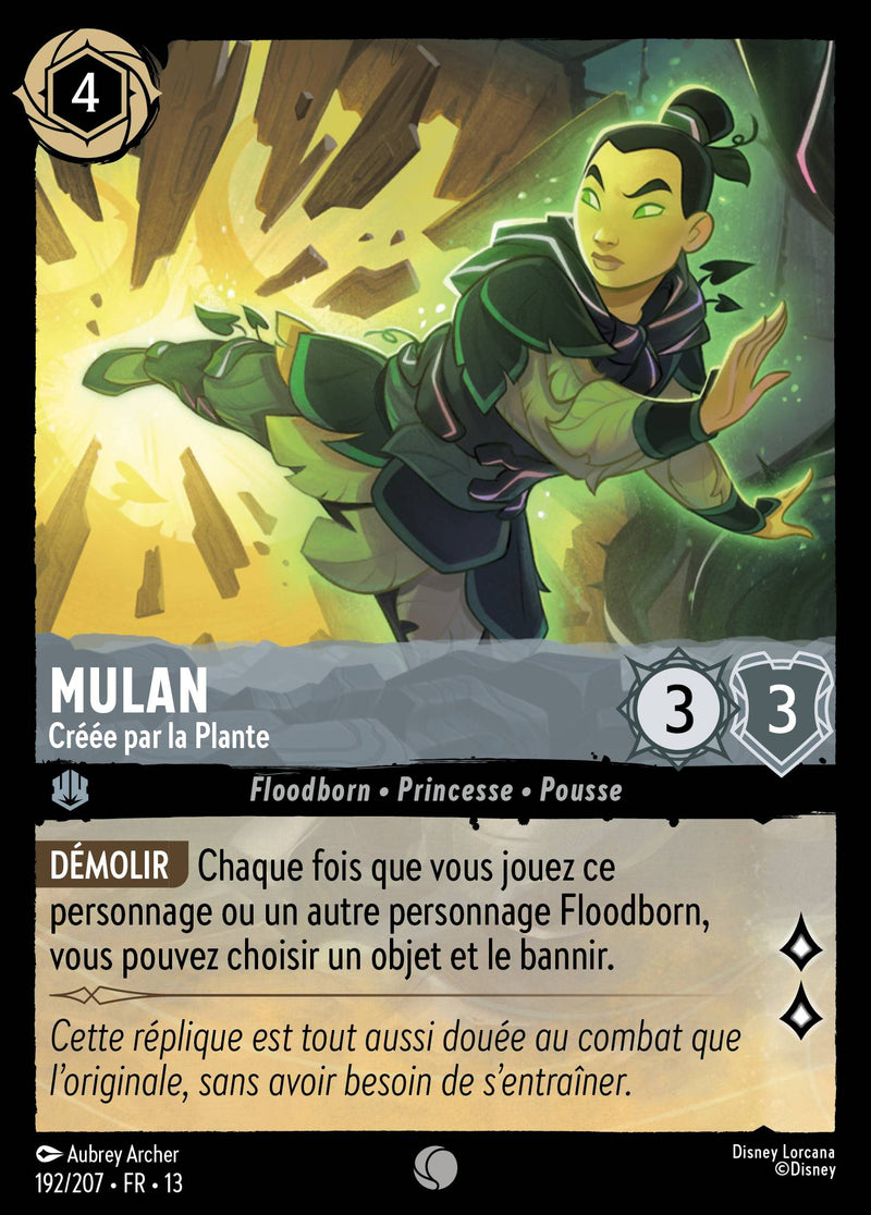 Carte Lorcana 192/207 Mulan, Créée par la Plante | LorenZone