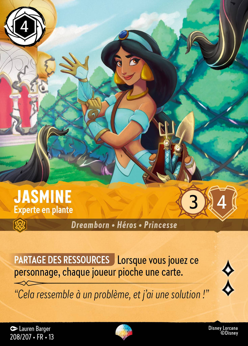 Carte Lorcana 208/207 Jasmine, Experte en plante | LorenZone