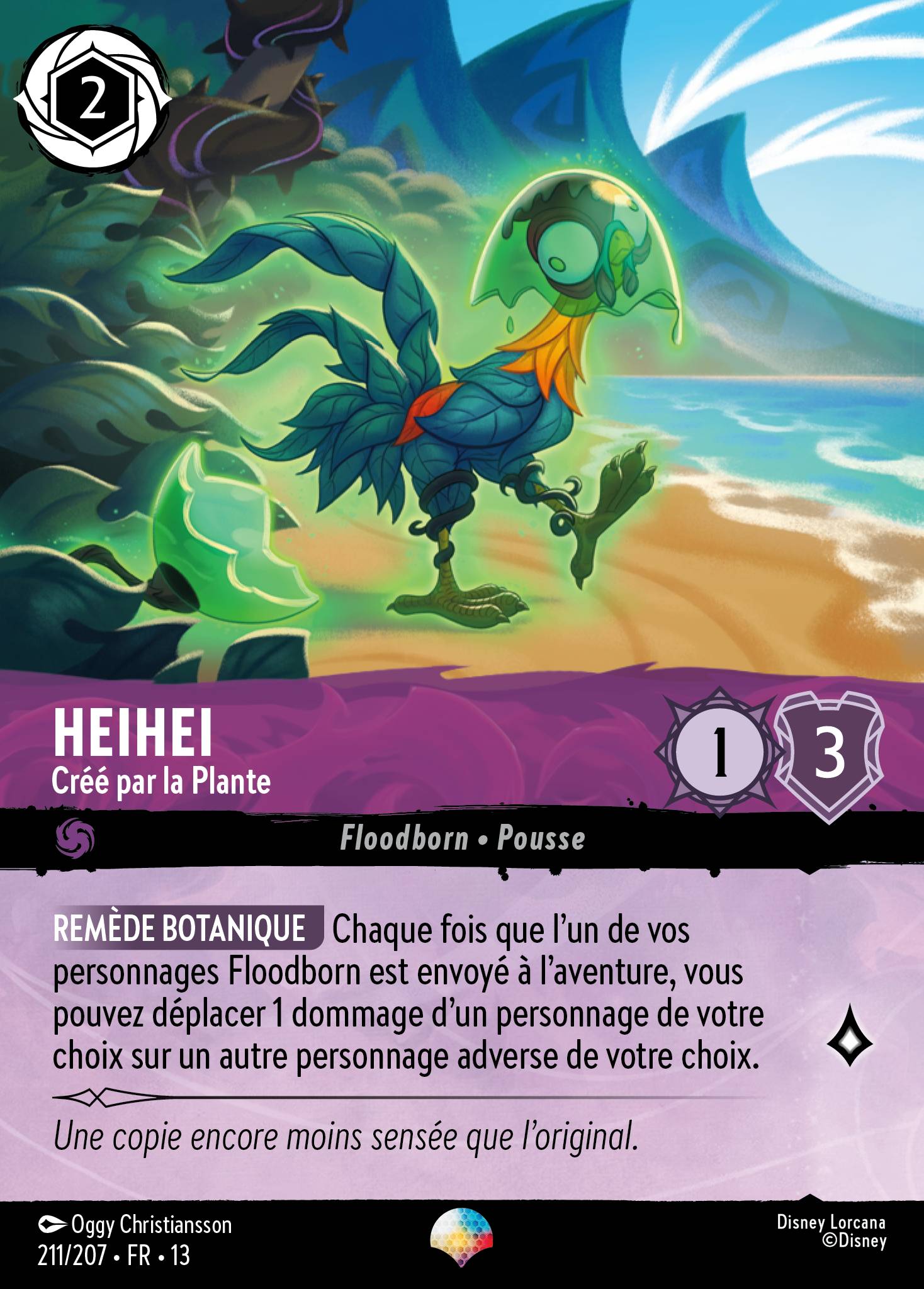 Carte Lorcana 211/207 Heihei, Créé par la Plante | LorenZone