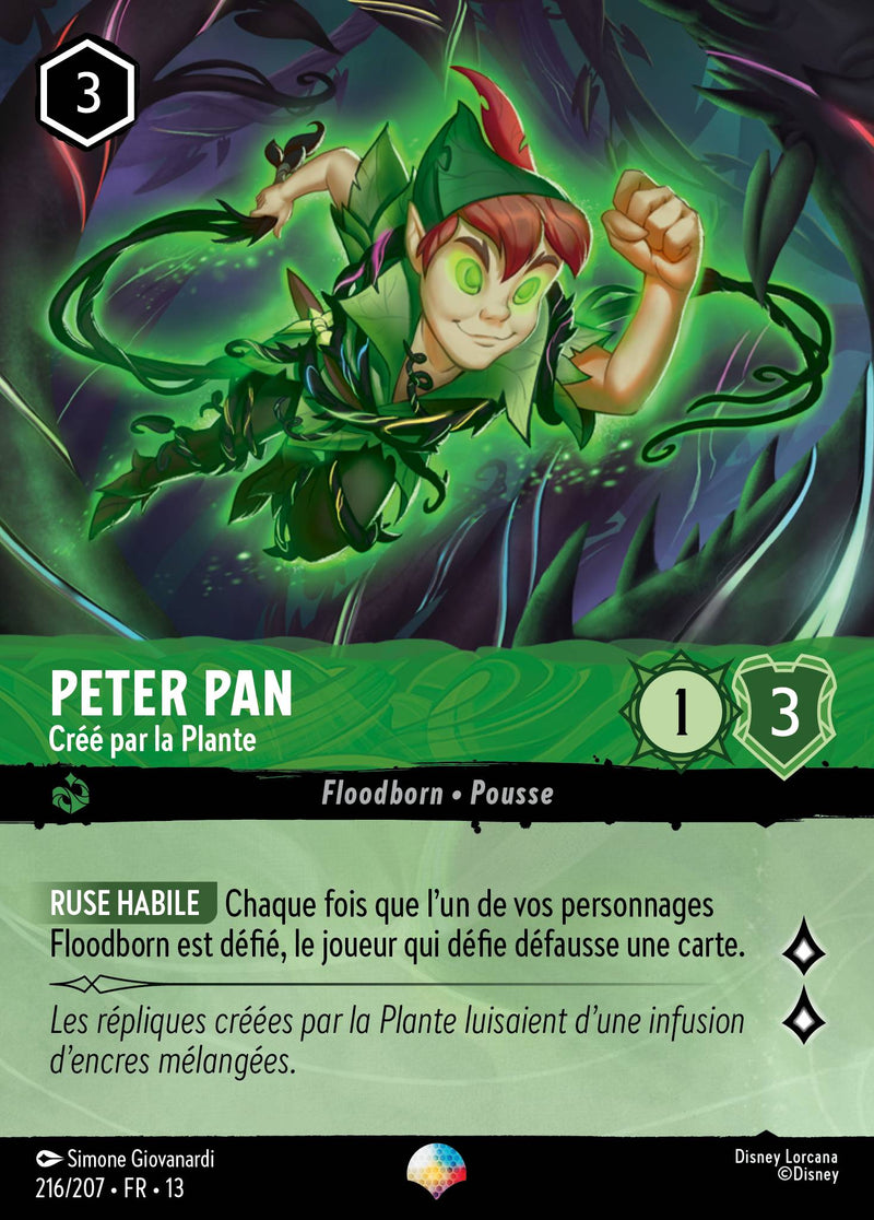 Carte Lorcana 216/207 Peter Pan, Créé par la Plante | LorenZone