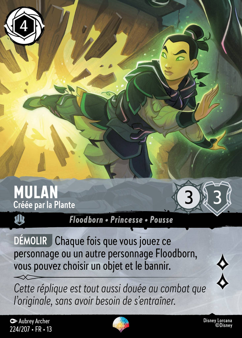 Carte Lorcana 224/207 Mulan, Créée par la Plante | LorenZone