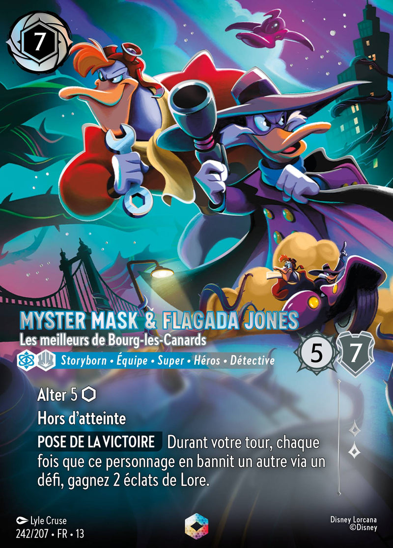 Carte Lorcana 242/207 Myster Mask & Flagada Jones, Les meilleurs de Bourg-les-Canards | LorenZone