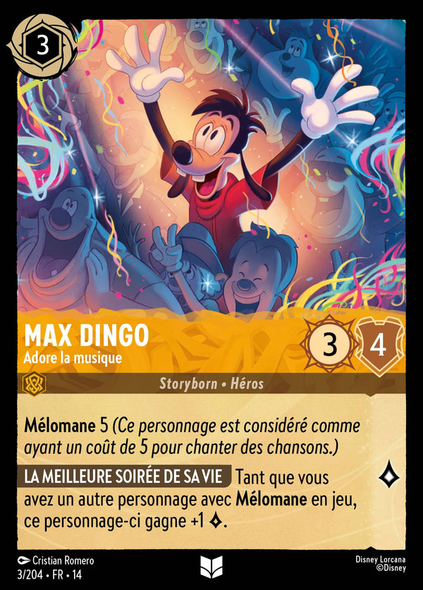Carte Lorcana 003/204 Max Dingo, Adore la musique | LorenZone