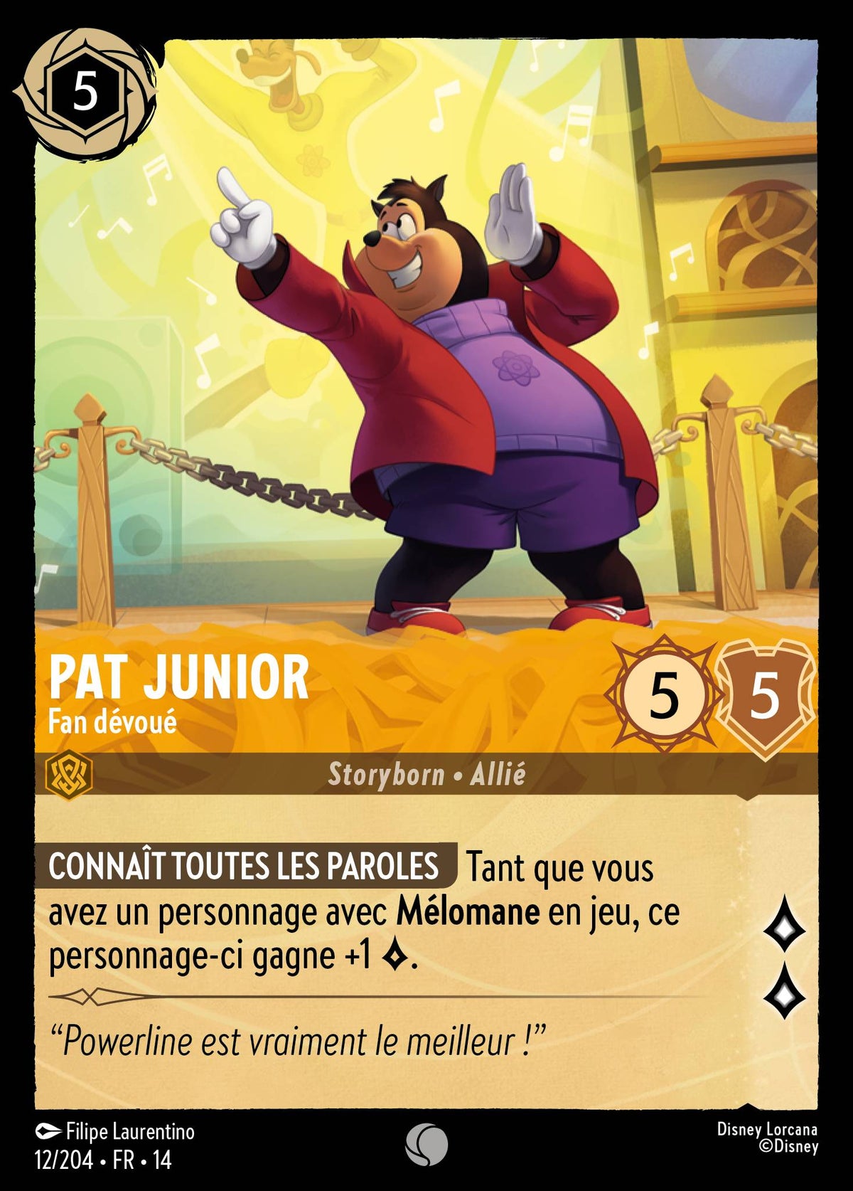 Carte Lorcana 012/204 Pat Junior, Fan dévoué | LorenZone