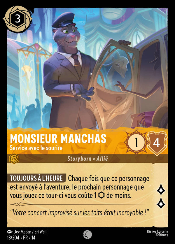 Carte Lorcana 013/204 Monsieur Manchas, Service avec le sourire | LorenZone