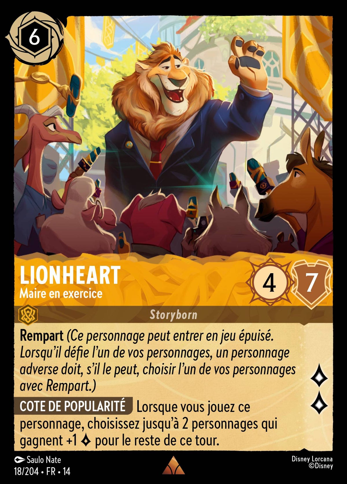 Carte Lorcana 018/204 Lionheart, Maire en exercice | LorenZone