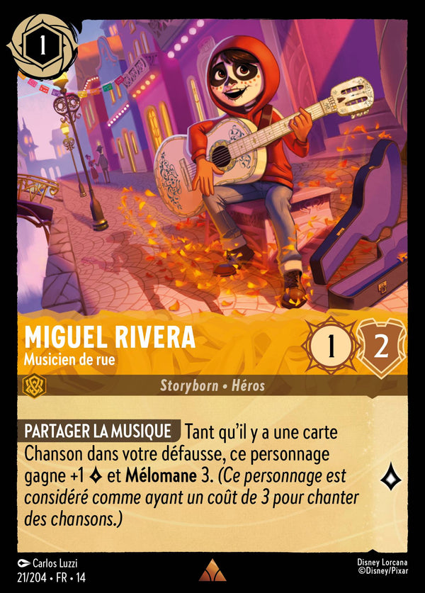 Carte Lorcana 021/204 Miguel Rivera, Musicien de rue | LorenZone