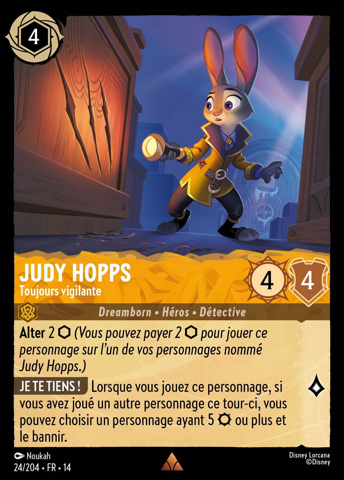 Carte Lorcana 024/204 Judy Hopps, Toujours vigilante | LorenZone