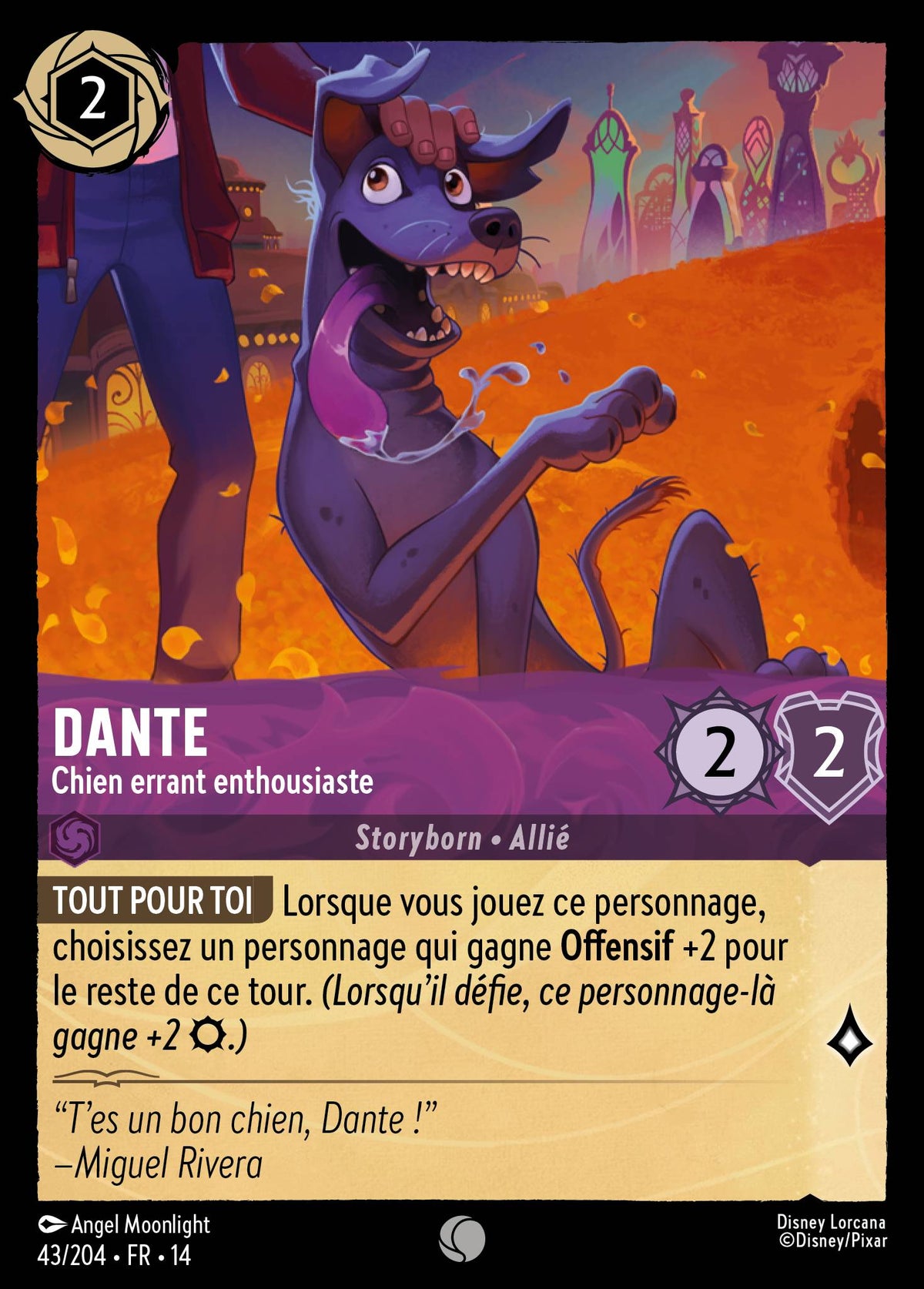 Carte Lorcana 043/204 Dante, Chien errant enthousiaste | LorenZone