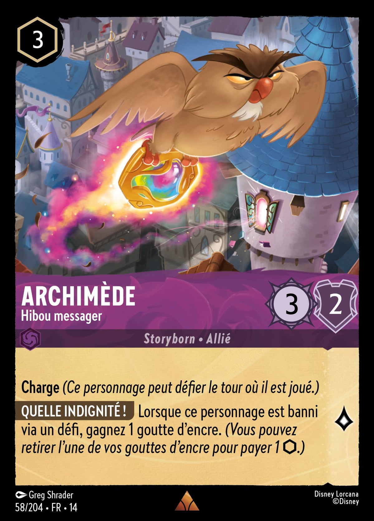 Carte Lorcana 058/204 Archimède, Hibou messager | LorenZone
