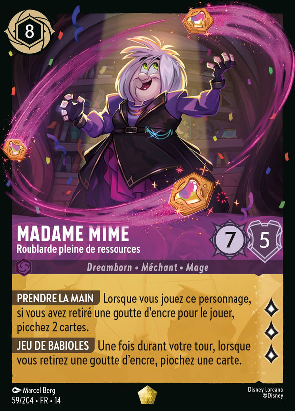Carte Lorcana 059/204 Madame Mime, Roublarde pleine de ressources | LorenZone