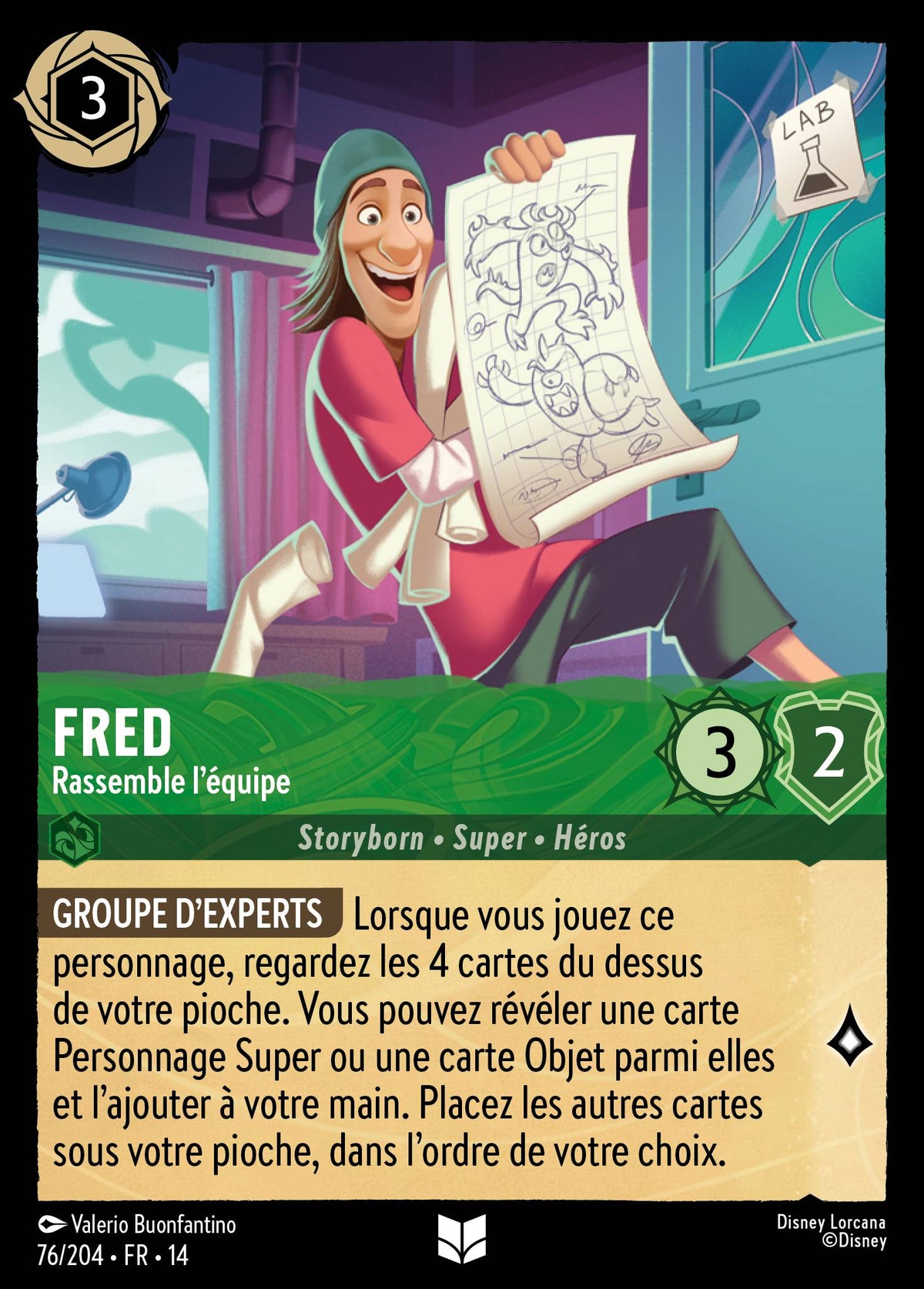 Carte Lorcana 076/204 Fred, Rassemble l'équipe | LorenZone