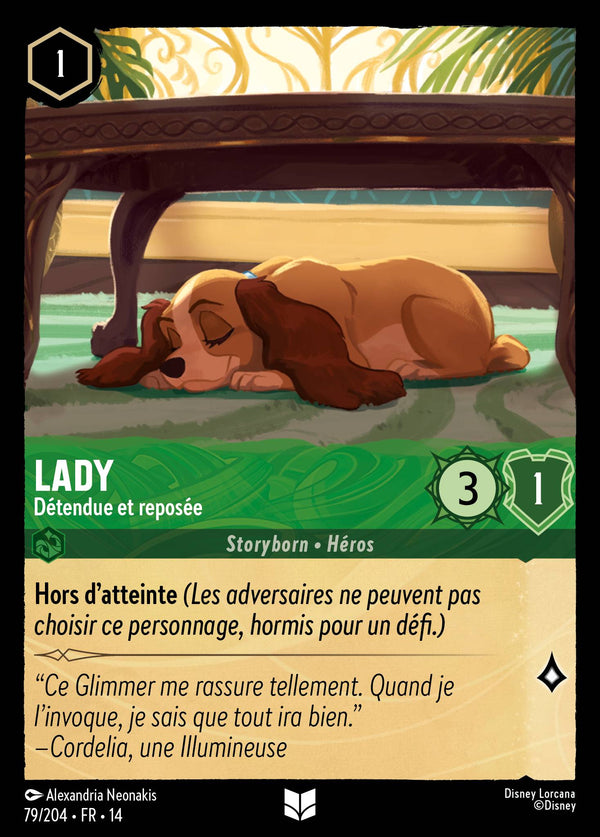 Carte Lorcana 079/204 Lady, Détendue et reposée | LorenZone