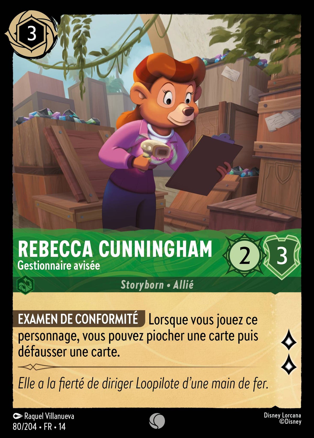 Carte Lorcana 080/204 Rebecca Cunningham, Gestionnaire avisée | LorenZone