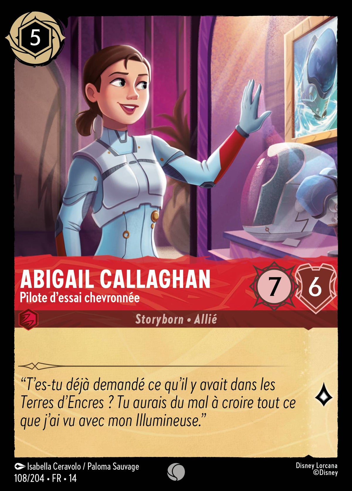 Carte Lorcana 108/204 Abigail Callaghan, Pilote d'essai chevronnée | LorenZone