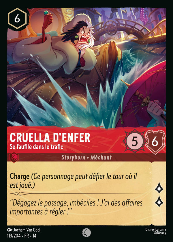 Carte Lorcana 113/204 Cruella d'Enfer, Se faufile dans le trafic | LorenZone