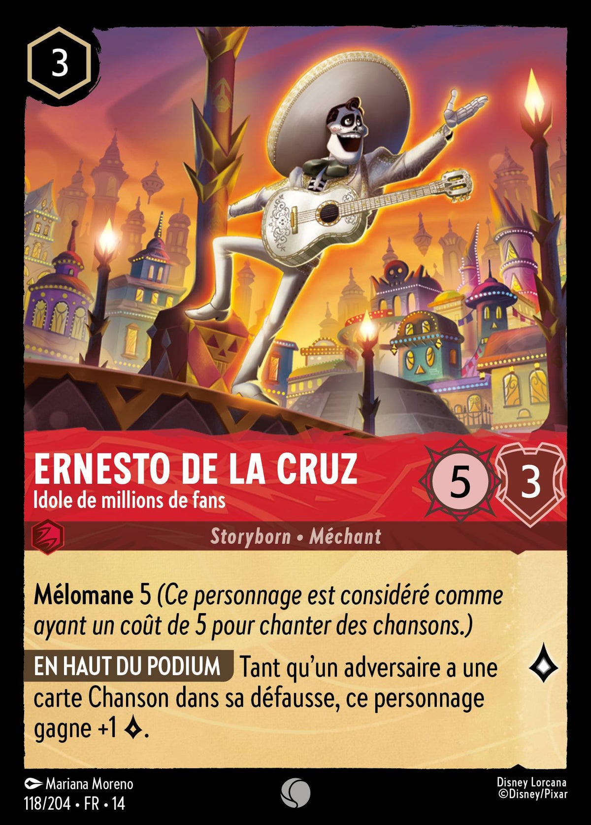 Carte Lorcana 118/204 Ernesto de la Cruz, Idole de millions de fans | LorenZone