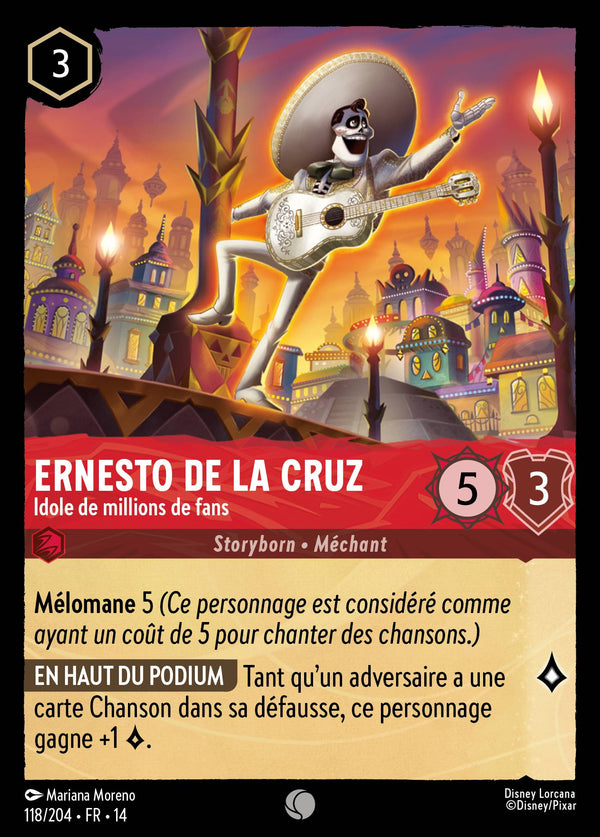 Carte Lorcana 118/204 Ernesto de la Cruz, Idole de millions de fans | LorenZone