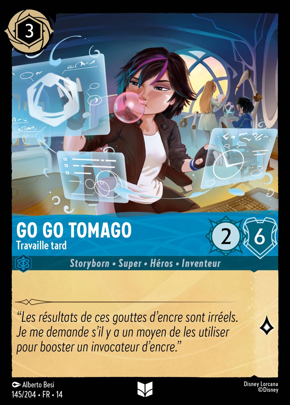 Carte Lorcana 145/204 Go Go Tomago, Travaille tard | LorenZone