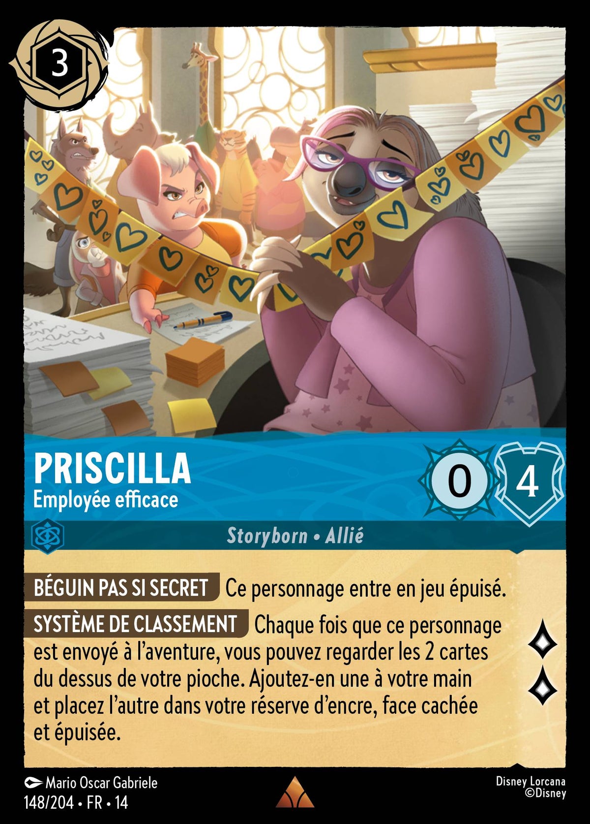 Carte Lorcana 148/204 Priscilla, Employée efficace | LorenZone