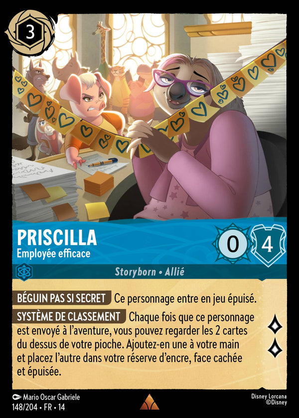 Carte Lorcana 148/204 Priscilla, Employée efficace | LorenZone