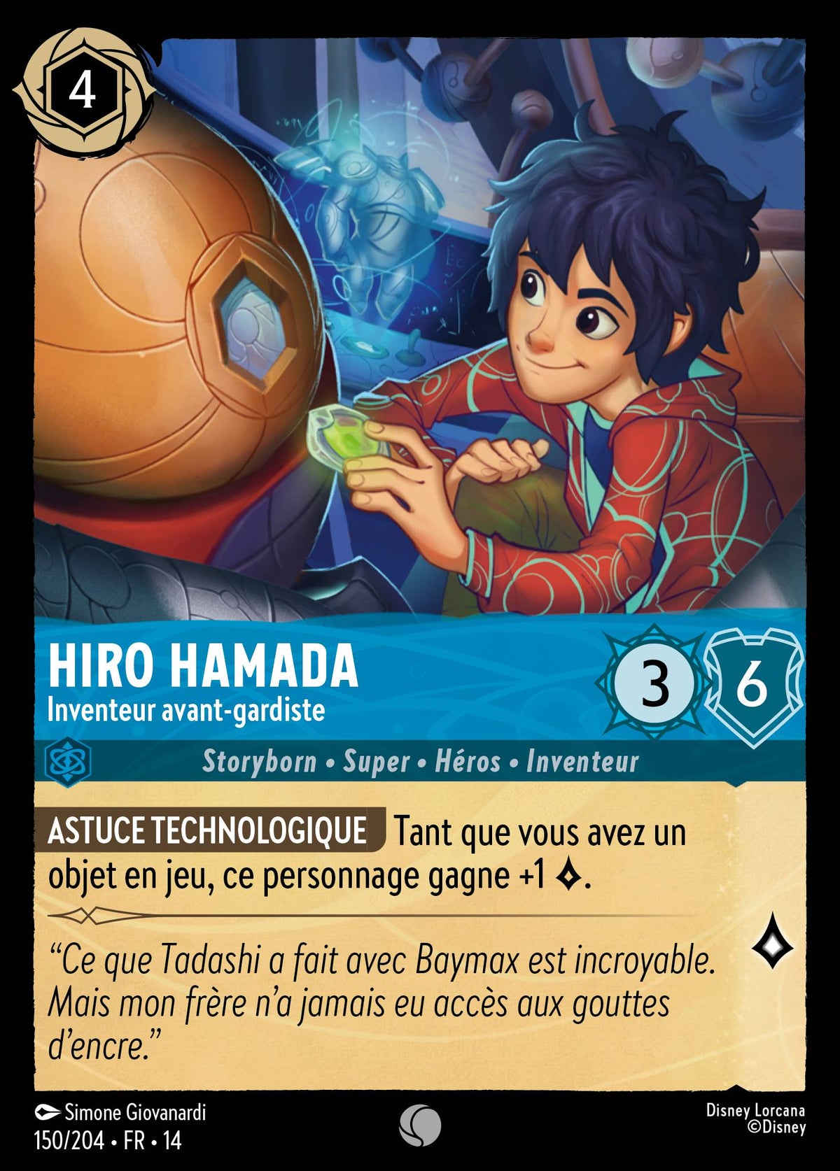 Carte Lorcana 150/204 Hiro Hamada, Inventeur avant-gardiste | LorenZone