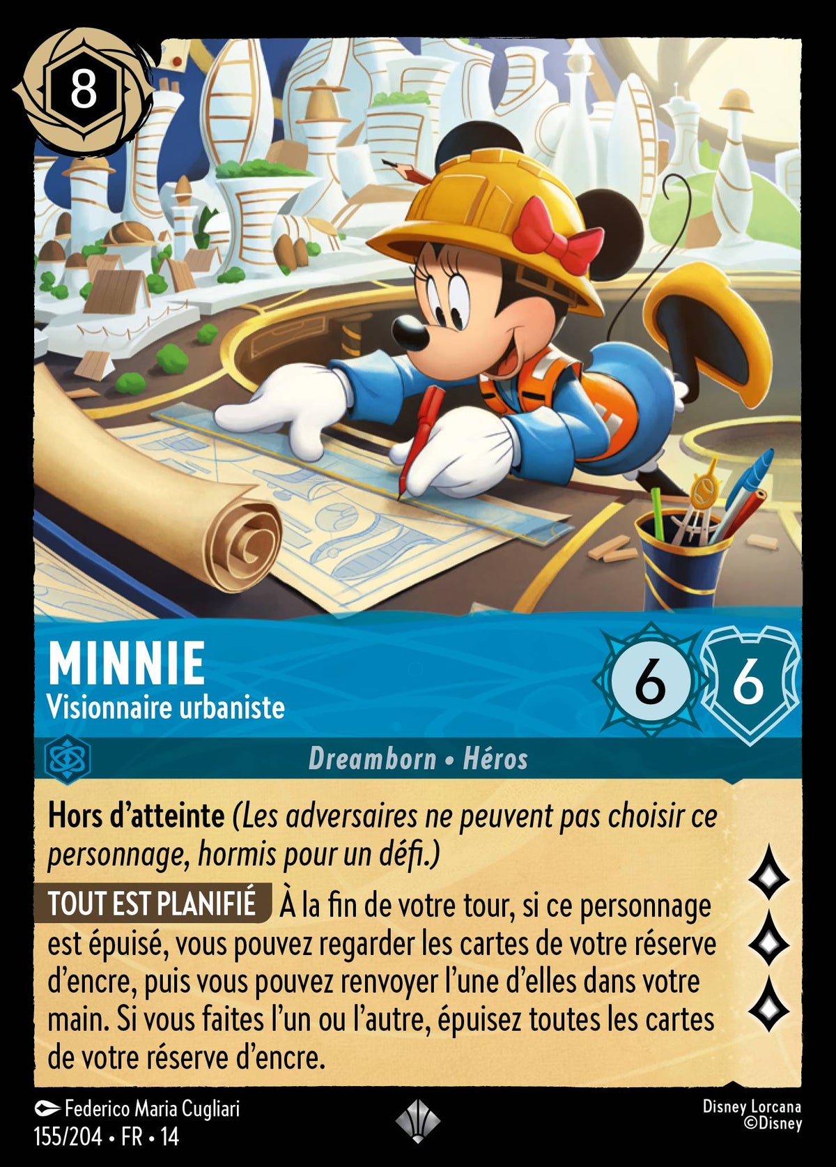 Carte Lorcana 155/204 Minnie, Visionnaire urbaniste | LorenZone
