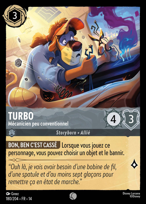 Carte Lorcana 180/204 Turbo, Mécanicien peu conventionnel | LorenZone